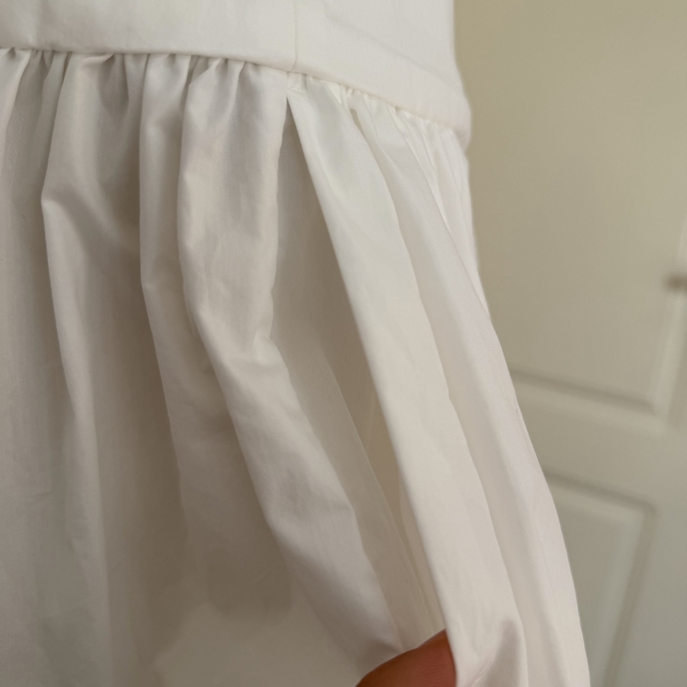 Helsa Midi Wrap Skirt in Tech Poplin in White - Picture 12 of 16